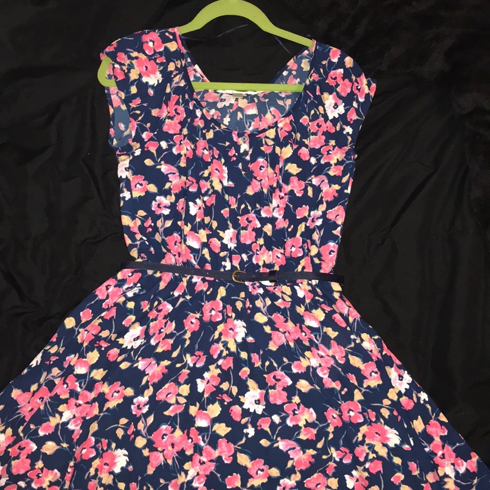 Floral dress with belt